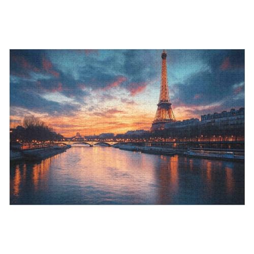 Erwachsenenpuzzle, 1000 Teile, Eiffel Tower Kunsträtsel, Gemälde, Anspruchsvolle Rätsel 1000 PCS 75 * 50cm von GDFWB