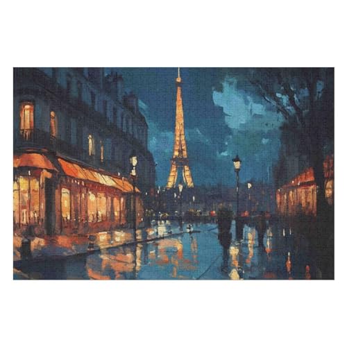 Erwachsenenpuzzle, 1000 Teile, Eiffel Tower Kunsträtsel, Gemälde, Anspruchsvolle Rätsel 1000 PCS 75 * 50cm von GDFWB