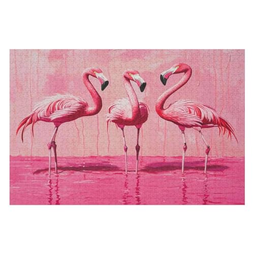 Erwachsenenpuzzle, 1000 Teile, Flamingo Kunsträtsel, Gemälde, Anspruchsvolle Rätsel 1000 PCS 50 * 70cm von GDFWB