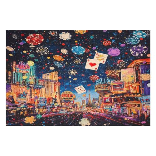 Erwachsenenpuzzle, 1000 Teile, Las Vegas Kunsträtsel, Gemälde, Anspruchsvolle Rätsel 1000 PCS—52 * 38cm von GDFWB