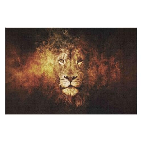 Erwachsenenpuzzle, 1000 Teile, Lion HD Kunsträtsel, Gemälde, Anspruchsvolle Rätsel 1000 PCS 75 * 50cm von GDFWB