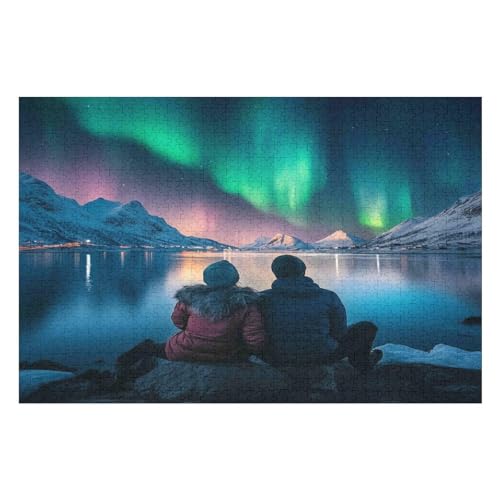 Erwachsenenpuzzle, 1000 Teile, Northern Lights in Norway Kunsträtsel, Gemälde, Anspruchsvolle Rätsel 1000 PCS—52 * 38cm von GDFWB