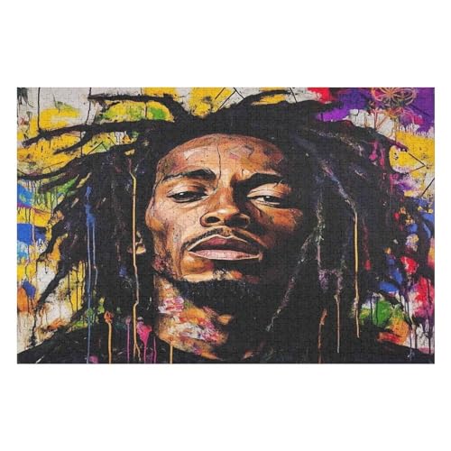 Erwachsenenpuzzle, 1000 Teile, Reggae Bob Marley Kunsträtsel, Gemälde, Anspruchsvolle Rätsel 1000 PCS von GDFWB