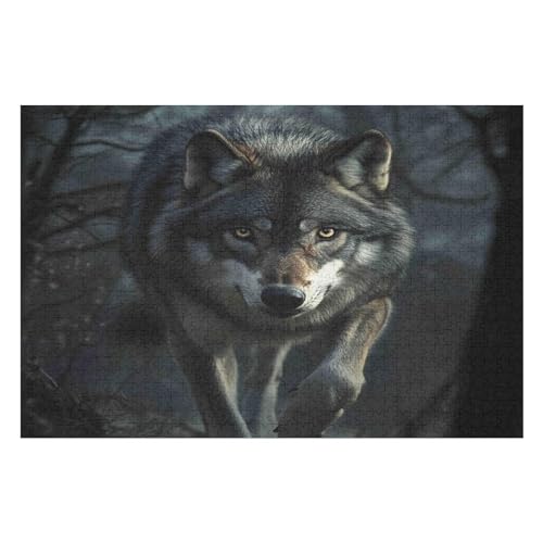 Erwachsenenpuzzle, 1000 Teile, Wolf Kunsträtsel, Gemälde, Anspruchsvolle Rätsel 1000 PCS 75 * 50cm von GDFWB