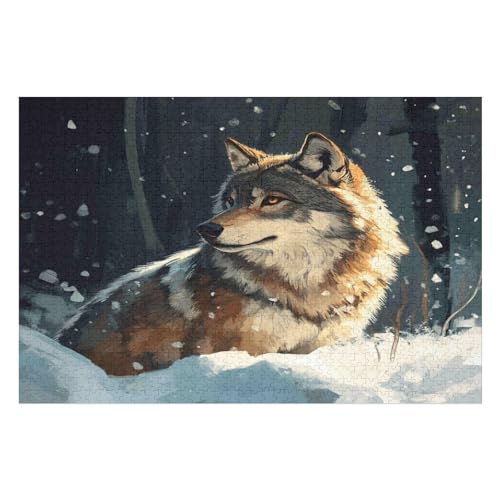 Erwachsenenpuzzle, 500 Teile, Wolf Kunsträtsel, Gemälde, Anspruchsvolle Rätsel 500 PCS 52 * 38cm von GDFWB