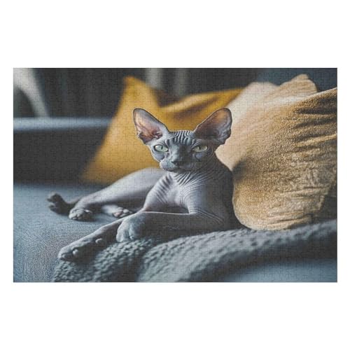 Farbpuzzles Für Erwachsene Ab 500 Teilen, Cat Hairless Cat Puzzles Als Einzigartige Geschenke Für Die Inneneinrichtung 500 PCS 52 * 38cm von GDFWB