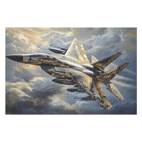 Fighter Plane Puzzle, Lustige Aktivität Für Die Ganze Familie, Langlebiger Karton, 1000 Teile, 1000 PCS 75 * 50cm von GDFWB