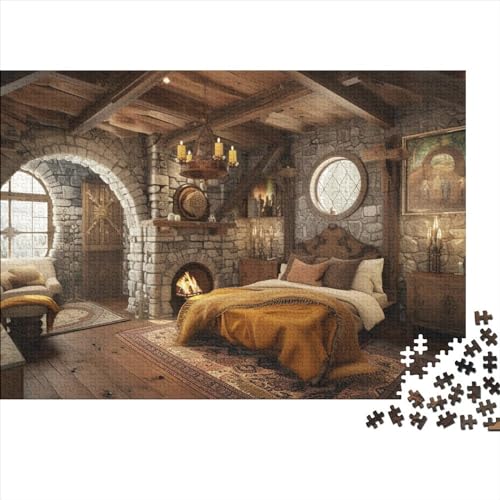 Gemütliches Schlafzimmerambiente Puzzle 1000 Teile für Erwachsene Puzzle Warmes Zuhause 1000 Teile Schwieriges Puzzle Premium Heimdekoration Puzzle 1000 Teile 75 * 50 cm von GDFWB