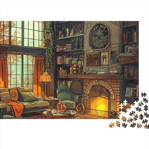 Gemütliches Wohnzimmer-Puzzle 300 Teile für Erwachsene, Puzzle „Warm Home“, 300 Teile, schwieriges, unmögliches Puzzle, anspruchsvolles Spiel, Familienaktivitätspuzzle, 300 Teile, 38 x 26 cm von GDFWB