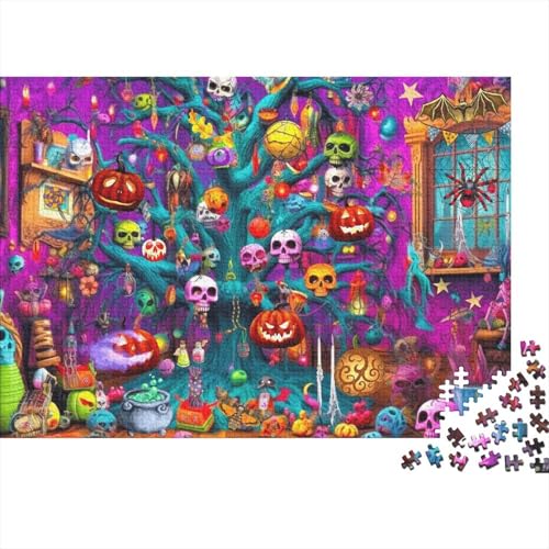 Halloween Hölzerne Puzzles Wasserfest 300 Teile DIY- Puzzle Geschenke Für Erwachsene Bunt Puzzle Für Erwachsene Puzzle Zur Heimdekoration（38 * 26cm） von GDFWB