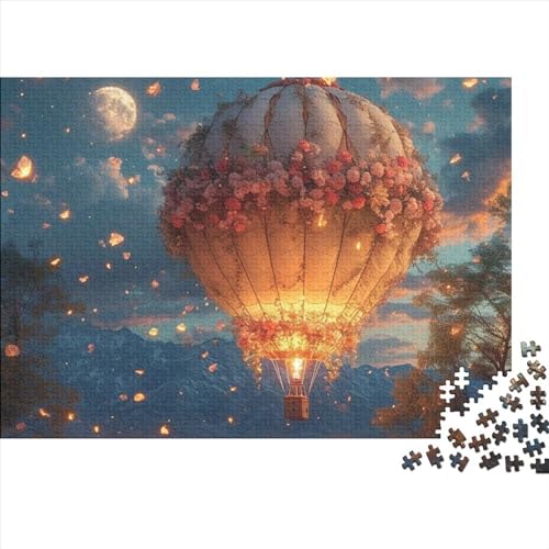 Heißluftballon 1000 Puzzleteile für Erwachsene Puzzle Ländliche Nachtszene 1000-teiliges schwieriges unmögliches Puzzle Premium-Aktivitätspuzzle für die ganze Familie 1000 Teile 75 * 50 cm von GDFWB