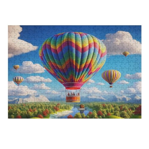 Heißluftballon-Holz-Puzzles für Erwachsene und Kinder, 1000 Teile, Puzzles für Erwachsene, Teenager, lustige Puzzle-Spiele, 75 x 50 cm, 383g410 von GDFWB