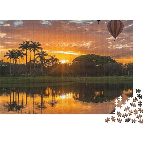 Heißluftballon-Puzzle 300 Teile für Erwachsene, Puzzle „Ländliche Abenddämmerungslandschaft“, 300 Teile, schwieriges Puzzle, anspruchsvolles Spiel, Heimdekoration, Puzzle 300 Teile, 38 x 26 cm von GDFWB