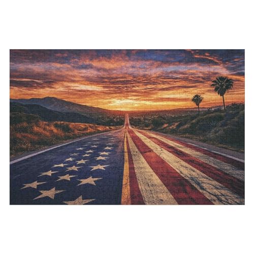 Highway Kunststil-Puzzle, Umweltfreundlich, 1000 Teile, Satinierte Oberfläche, Lustige Puzzle-Herausforderung Für Erwachsene Und Familien 1000 PCS 50 * 70cm von GDFWB