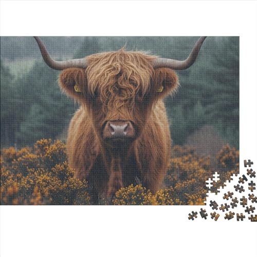 Hochlandrinder-Puzzle, 1000 Teile, für Erwachsene, Hochlandrinder-Puzzle, 1000 Bunte Puzzles, Heimdekoration, 1000 Teile, 75 x 50 cm von GDFWB