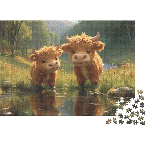 Hochlandrinder-Puzzle, 1000 Teile für Erwachsene, Hochlandrinder-Puzzle, 1000 Puzzles, modernes DIY für Erwachsene, Geschenk, 1000 Teile, 75 x 50 cm von GDFWB