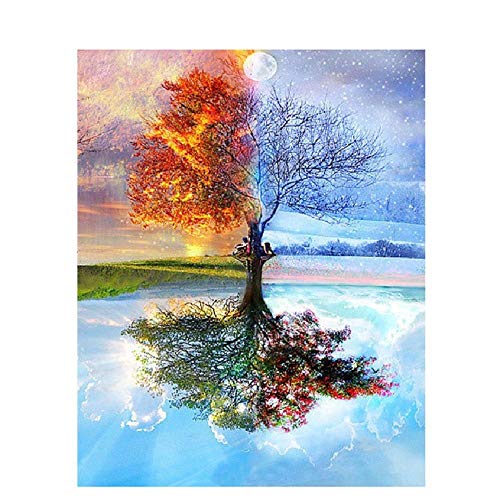 Holzpuzzle für Erwachsene und Kinder, 1000 Teile, Baumlandschaft mit Vier Jahreszeiten – klassisches Set, HD-Puzzle, Lernspiel, 75 x 50 cm von GDFWB