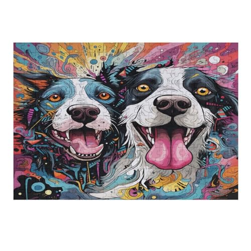 Hund 300 Teile Puzzles für Erwachsene und Kinder - Holzpuzzles, Stressabbau-Puzzle-Spiele und einzigartige Geschenke, 38 * 26 cm334g361 von GDFWB