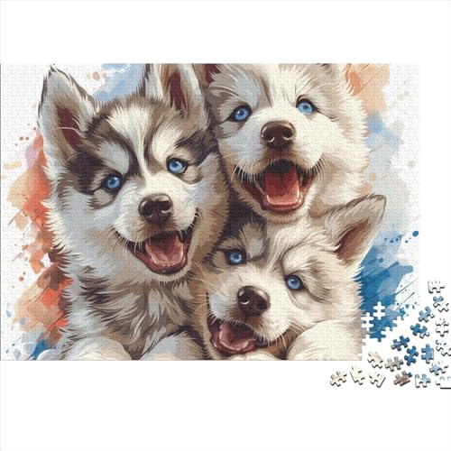 Husky-Welpen-Puzzle, 1000 Teile, für Erwachsene, Haustier-Hund, 1000 Puzzles, Moderne DIY-Heimdekoration, 1000 Teile, 75 x 50 cm von GDFWB