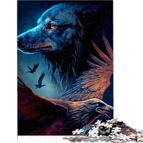 Jigsaw Puzzles for Adults 300 Piece Puzzle Wolf and Eagle for Adults Jigsaw Puzzle Wood Puzzles for Adults Learning Educational Puzzle 300pcs 38 * 26cm von GDFWB