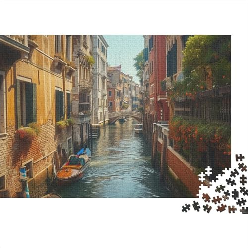 Kanäle von Venedig, 1000-teiliges Puzzle für Erwachsene, Puzzle „Wasserstadt Venedig“, 1000-teiliges schwieriges und unmögliches Puzzle, Premium-Aktivitätspuzzle für die ganze Familie, 75 x 50 cm von GDFWB