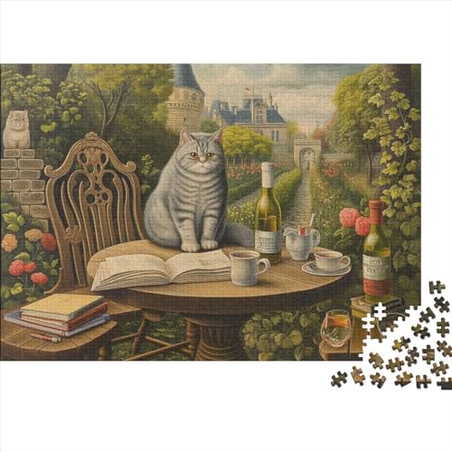 Katze 1000 Stück Puzzles Für Erwachsene Stress Abbauen Familien-Puzzlespiel 1000-teiliges Puzzle Tier Zeichentrickfilm Lernspiel Spielzeug Geschenk 1000pcs （75 * 50cm） von GDFWB