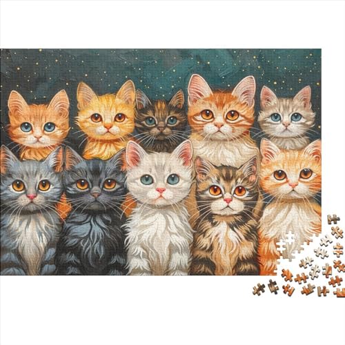 Katze Puzzle,300 Teile Puzzle Tier Zeichentrickfilm,Erwachsene Puzzlespiel,Weihnachts-/Neujahrsgeschenk,Puzzle-Spielzeug Für Dekorative Malerei 300pcs （38 * 26cm） von GDFWB