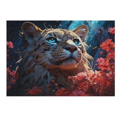 Leopard 300 Teile Holzpuzzle für Erwachsene, Puzzles Gehirnübung, Herausforderung, hoher Schwierigkeitsgrad, Geschenk für Kinder, Puzzle, 38 x 26 cm, 245g272 von GDFWB