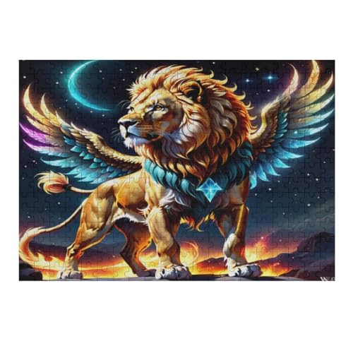 Löwe 300 Teile Puzzles für Erwachsene und Kinder - Holzpuzzles, Stressabbau-Puzzle-Spiele und einzigartige Geschenke, 38 * 26 cm349g376 von GDFWB