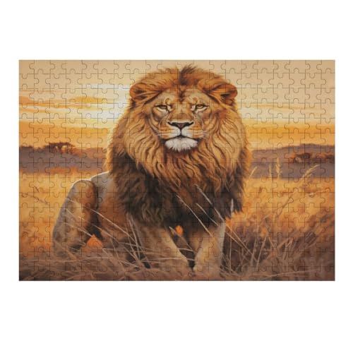 Löwe 300 Teile Puzzles für Erwachsene und Kinder - Holzpuzzles, Stressabbau-Puzzle-Spiele und einzigartige Geschenke, 38 * 26 cm393g420 von GDFWB