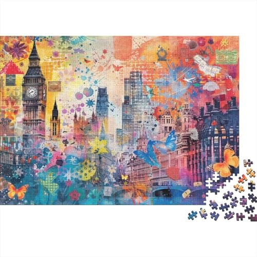 London Postkarte 1000 Teile Puzzle für Erwachsene Puzzle 1000 Teile Herausfordernde Puzzles für Erwachsene 1000 Puzzles für Erwachsene und Kinder ab 12 Jahren 1000 Teile 75 x 50 cm von GDFWB