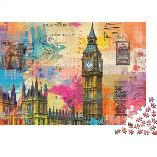 London Postkarte 1000 Teile Puzzle für Erwachsene Puzzles 1000 Teile Erwachsene Lernspiele 1000 Puzzles für Erwachsene und Kinder ab 12 Jahren 1000 Teile 75 x 50 cm 73g100 von GDFWB