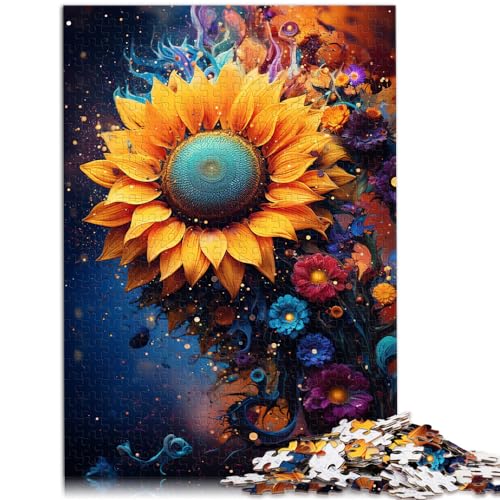 Lustiges Puzzle für Erwachsene mit 1000 Teilen, farbenfrohe, Bezaubernde Sonnenblumen, für Erwachsene und Kinder ab 12 Jahren, Holzpuzzle, pädagogisches Spiel, herausforderndes Spielzeug,75 * 50cm von GDFWB