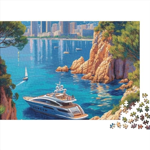 Mediterrane Landschaft 1000-teiliges Puzzle für Erwachsene Puzzle Küstenhafenstadt 1000-teiliges schwieriges Puzzle Herausforderndes Spiel Familienaktivitätspuzzle 1000 Teile 75 * 50 cm von GDFWB