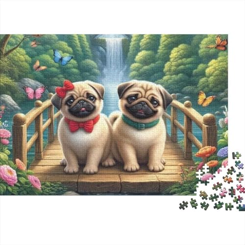 Mops Hölzerne Puzzles Wasserfest 500-teiliges Colourful Puzzle Für Erwachsene Spaß Puzzle Für Erwachsene Puzzle Zur Heimdekoration（52 * 38cm） von GDFWB