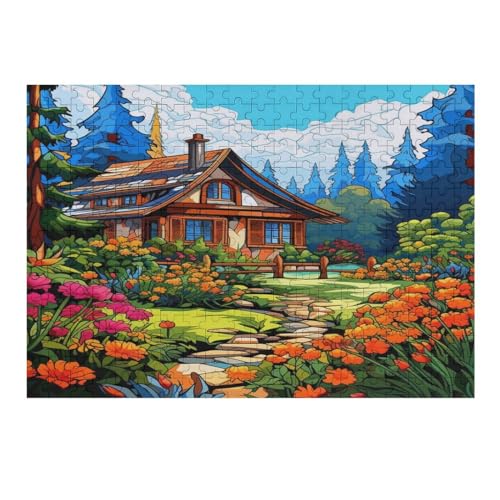 Mountain Village Cottage Wooden Jigsaw Puzzles 1000 Piece Puzzle for Adults. Challenging to Complete But Fun and Humorous Jigsaws 75 * 50cm464g491 von GDFWB