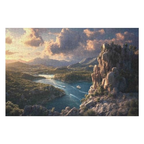 Mountains and Rivers Kunststil-Puzzle, Umweltfreundlich, 1000 Teile, Satinierte Oberfläche, Lustige Puzzle-Herausforderung Für Erwachsene Und Familien 1000 PCS-50 * 75cm von GDFWB