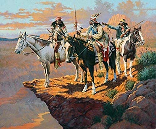 Native American Hunting Puzzle, 500 Pieces, DIY Paper Jigsaw Puzzles for Adults, Family Games, Brain Challenge for Kids, Birthday, 52 * 38cmD8T131K von GDFWB