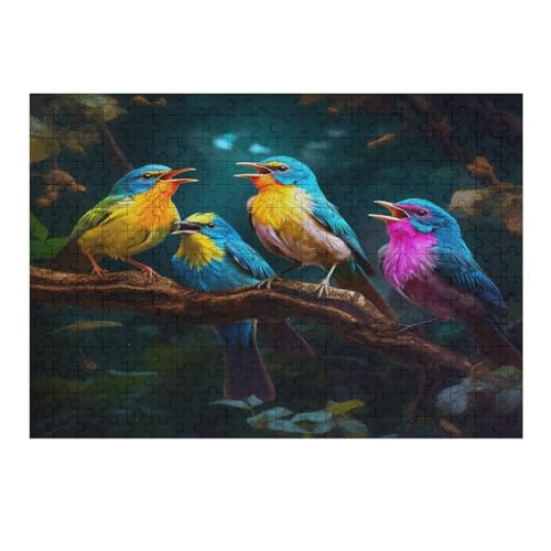 Niedliches Vogel-Puzzle für Erwachsene, 1000-teiliges Holz-Puzzle, Puzzle für Kinder, herausforderndes Spiel, 75 x 50 cm, 305g332 von GDFWB