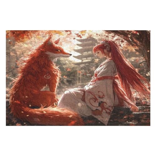 Nine-Tailed Fox 1000-teiliges Puzzle Für Erwachsene, Recycelbare Materialien, HD-Druck, Geeignet Für Familien- Und Teambuilding-Spiele, Geschenke Für Freunde Und Familie 1000 PCS von GDFWB