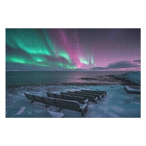 Northern Lights in Norway Kunststil-Puzzle, Umweltfreundlich, 1000 Teile, Satinierte Oberfläche, Lustige Puzzle-Herausforderung Für Erwachsene Und Familien 1000 PCS—52 * 38cm von GDFWB