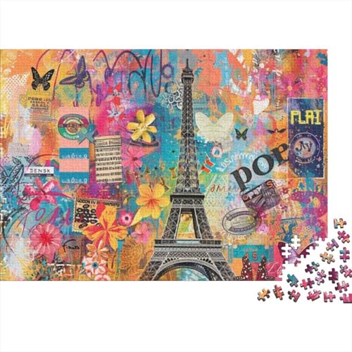 Paris-Postkarte, 1000-teiliges Puzzle für Erwachsene, 1000 Teile, Heimdekoration, Puzzle, 1000 Puzzles für Erwachsene und Kinder ab 12 Jahren, 1000 Teile, 75 x 50 cm, 198g225 von GDFWB