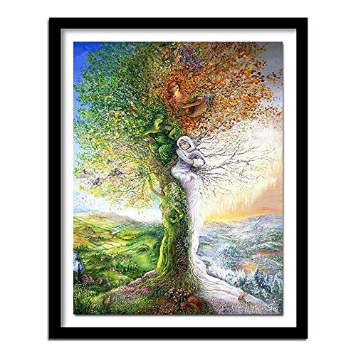 Puzzle 1000 Teile/Abstrakter Vier-Jahreszeiten-Baum/Puzzle für die Familie, Lernpuzzle für Kinder, dekorative Gemälde, 75 * 50 cm von GDFWB