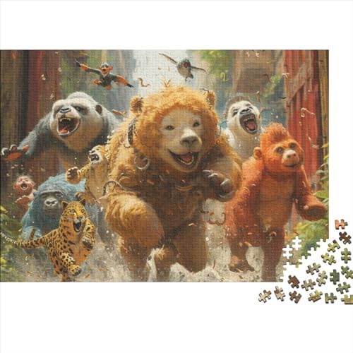 Puzzle 1000 Teile „Wildtiere im Dschungel“ für Erwachsene, Puzzle, Löwen, Leoparden, Pandas und andere, Sprint, 1000-teiliges schwieriges Puzzle, anspruchsvolles Spiel für Erwachsene, 75 x 50 cm von GDFWB