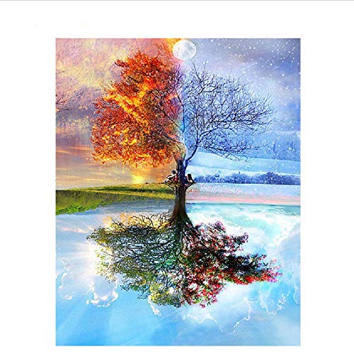 Puzzle 1000 Teile Erwachsenenpuzzle Holzpuzzle Klassisches 3D-Puzzle Wunderschön angelegter Baum mit Vier Jahreszeiten DIY Lernpuzzle Weihnachtsdekorationsgeschenk 75 * 50 cm von GDFWB