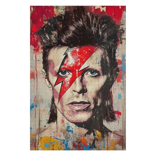 Puzzle 1000 Teile für Erwachsene Anime David Bowie Rocksänger Pädagogisches intellektuelles Dekompressionsspielzeug Lustiges Familienspiel für Kinder Erwachsene Herausfordernd-38x52cm Puzzle 1000 Teile für Erwachsene Anime David Bowie Rocksänger Pädagogisches intellektuelles Dekompressionsspielzeug Lustiges Familienspiel für Kinder Erwachsene Herausfordernd-38x52cm von GDFWB