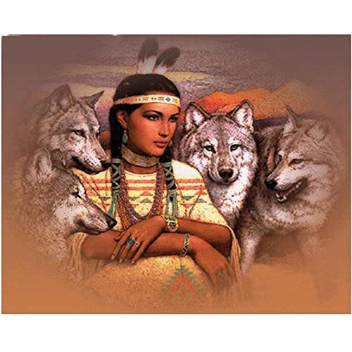 Puzzle 1000 Teile für Erwachsene Kinder, indische Frau Wolf Puzzles Erwachsene Kinderspiele Lernspielzeug Holzpuzzle 75 * 50cm von GDFWB