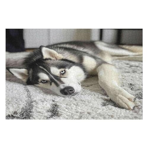 Puzzle Dog Husky 1000 Teile, Puzzle Für Erwachsene, Kinder, Jungen, Mädchen, Jugendliche 1000 PCS 75 * 50cm von GDFWB