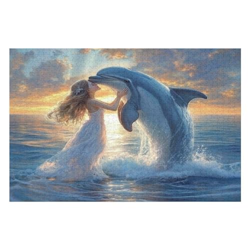 Puzzle Dolphin Love 1000 Teile, Puzzle Für Erwachsene, Kinder, Jungen, Mädchen, Jugendliche 1000 PCS 75 * 50cm von GDFWB