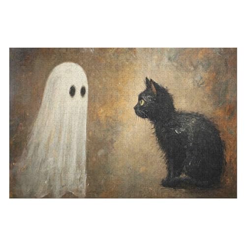 Puzzle Ghost and Cat 1000 Teile, Puzzle Für Erwachsene, Kinder, Jungen, Mädchen, Jugendliche 1000 PCS-50 * 75cm von GDFWB